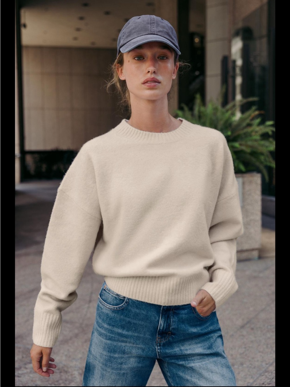 Zara Cream Color Crewneck Sweater